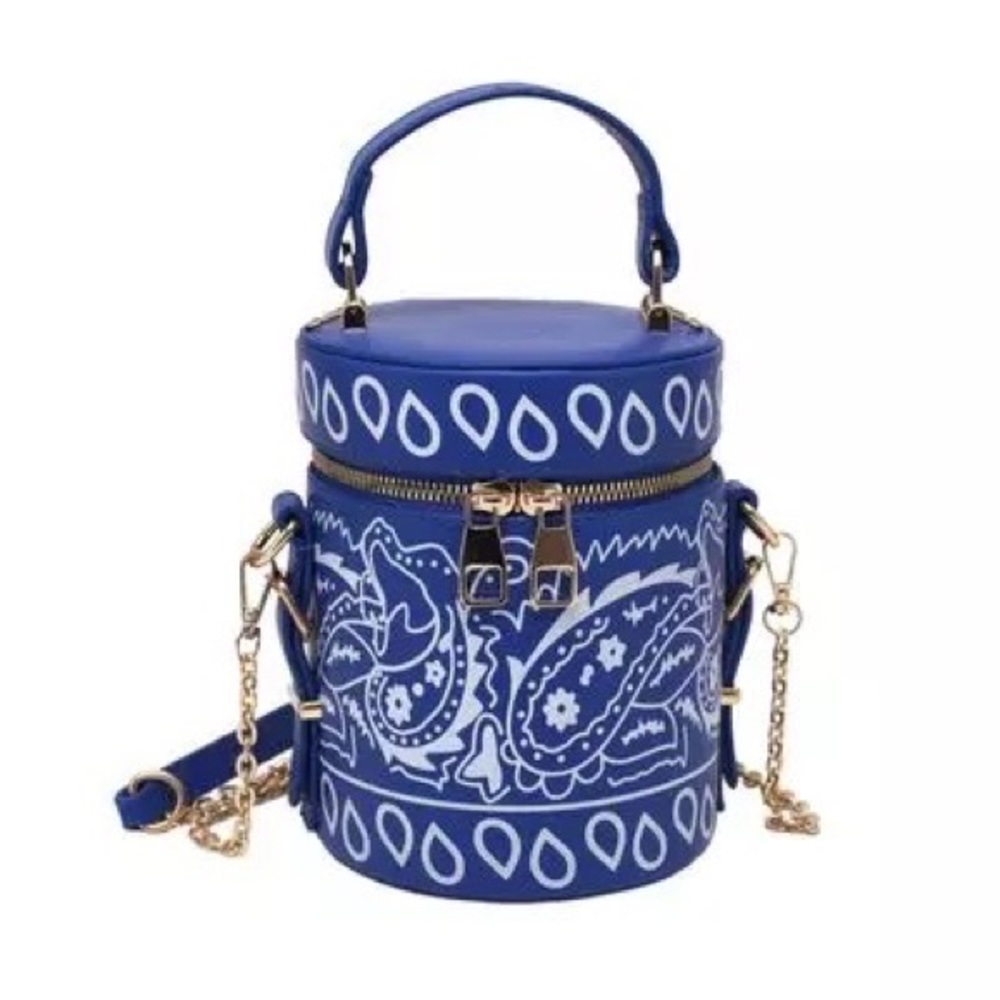 Bandana Capsule" Gold Chain Bucket Shoulder Bag